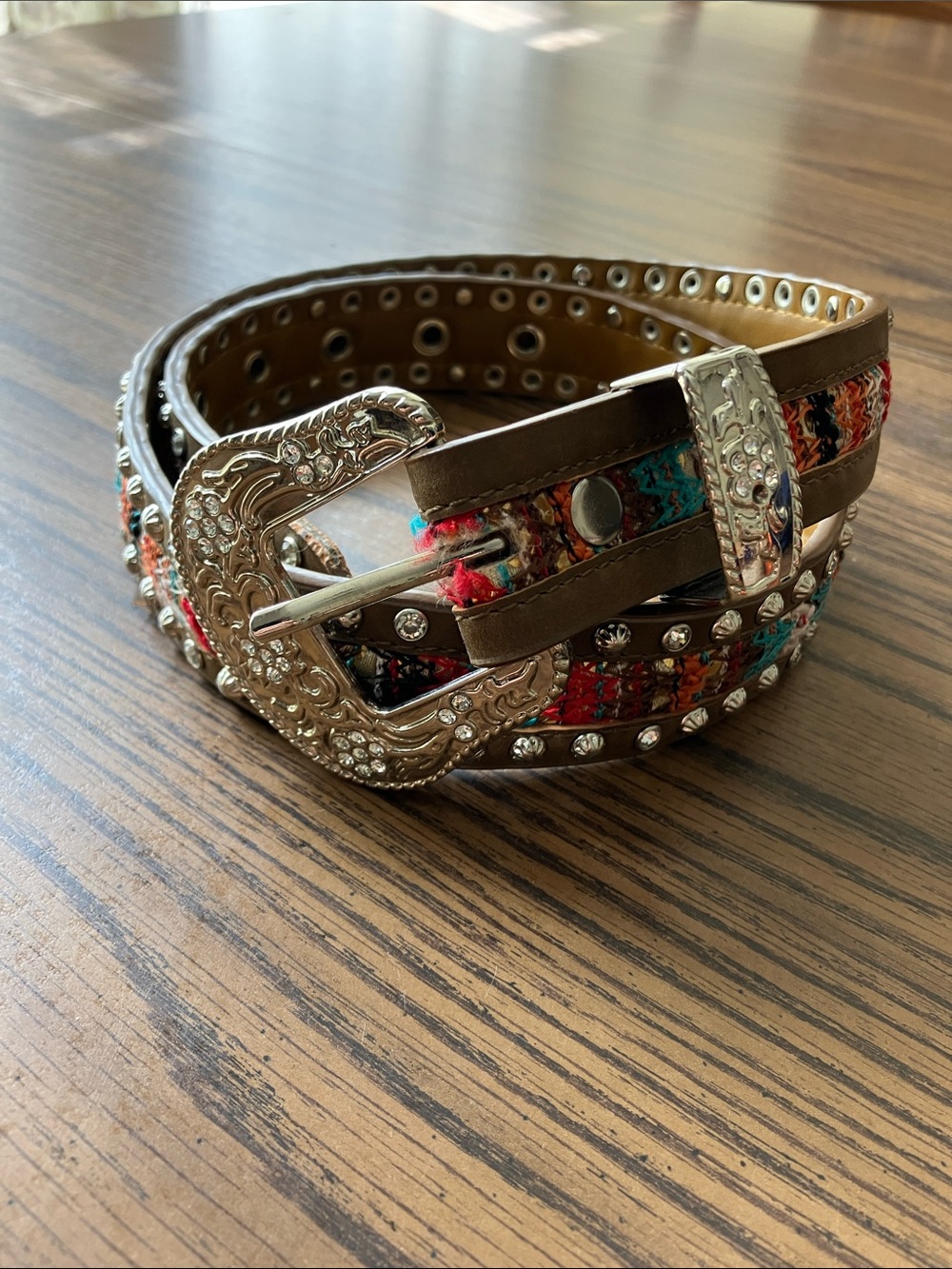 Genuine Leather Western Embellished Belt, XL